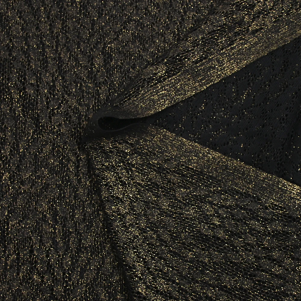 Dentelle polyester Amélia doré fond noir - Image 5