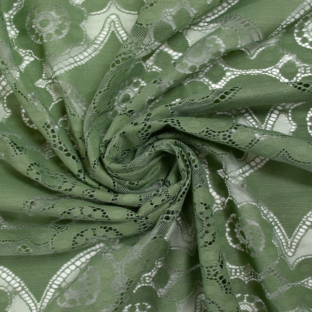 Dentelle polyester bohème kaki - Image 2