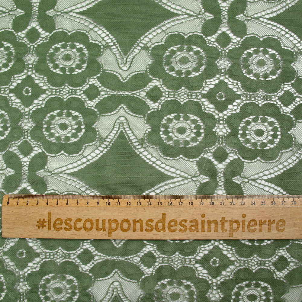 Dentelle polyester bohème kaki - Image 3