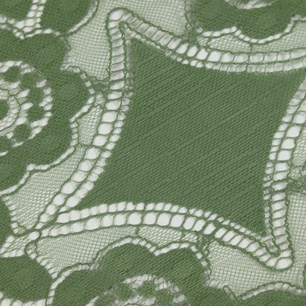 Dentelle polyester bohème kaki - Image 4