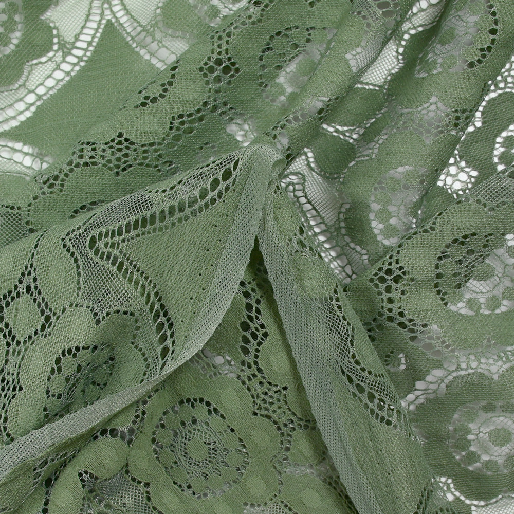 Dentelle polyester bohème kaki - Image 5