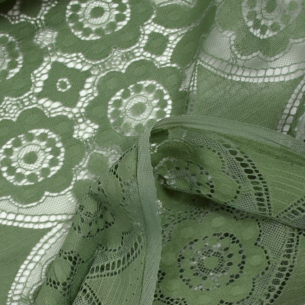 Dentelle polyester bohème kaki - Image 6