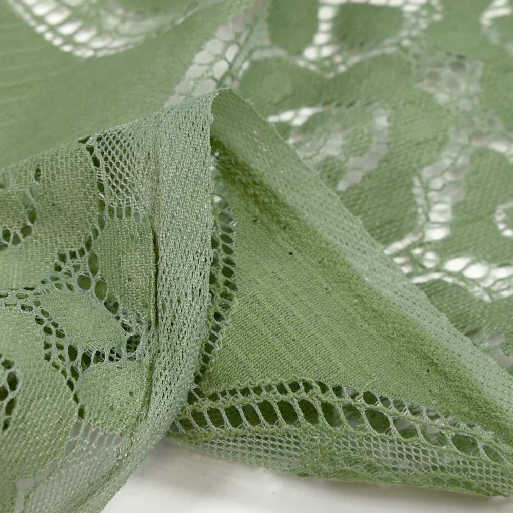 Dentelle polyester bohème kaki - Image 7