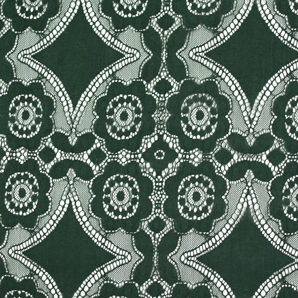 Dentelle polyester bohème vert forêt