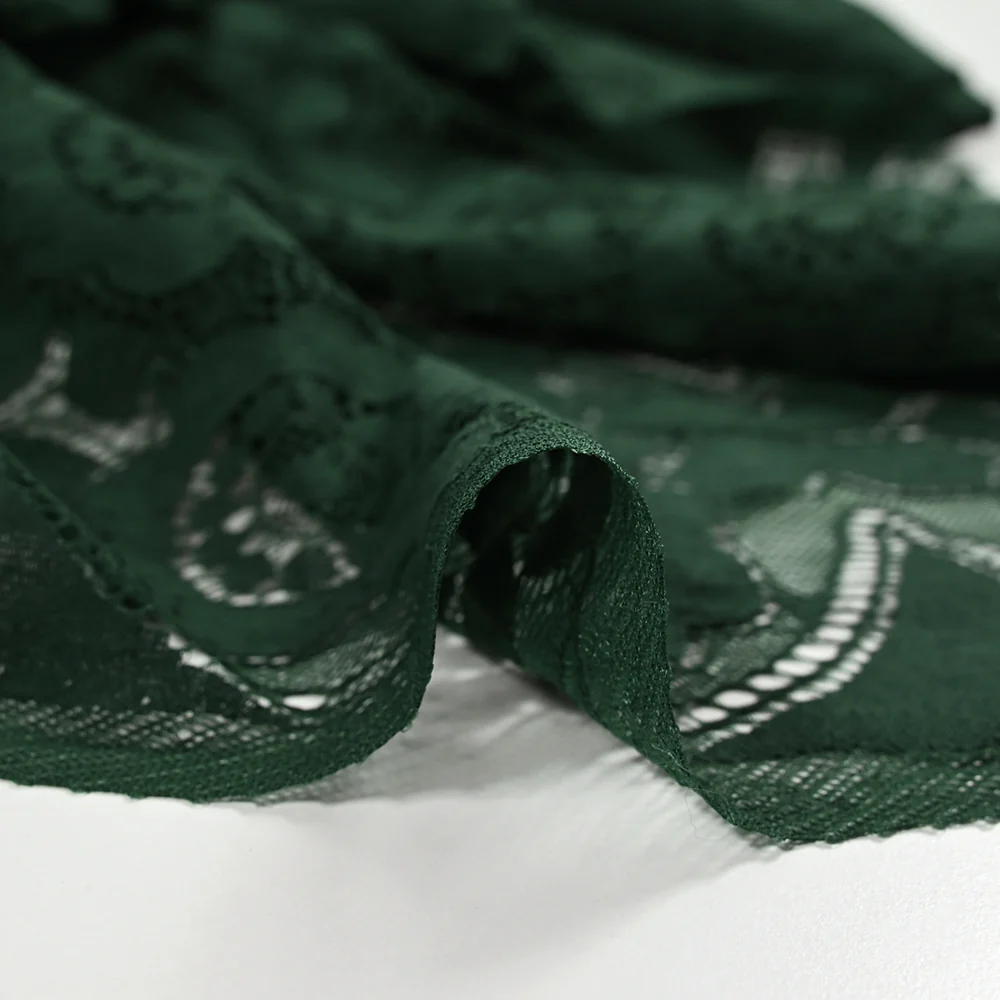 Dentelle polyester bohème vert forêt - Image 7