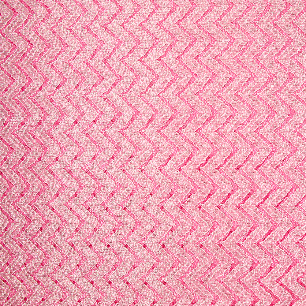 Dentelle polyester chevron blanc fond rose