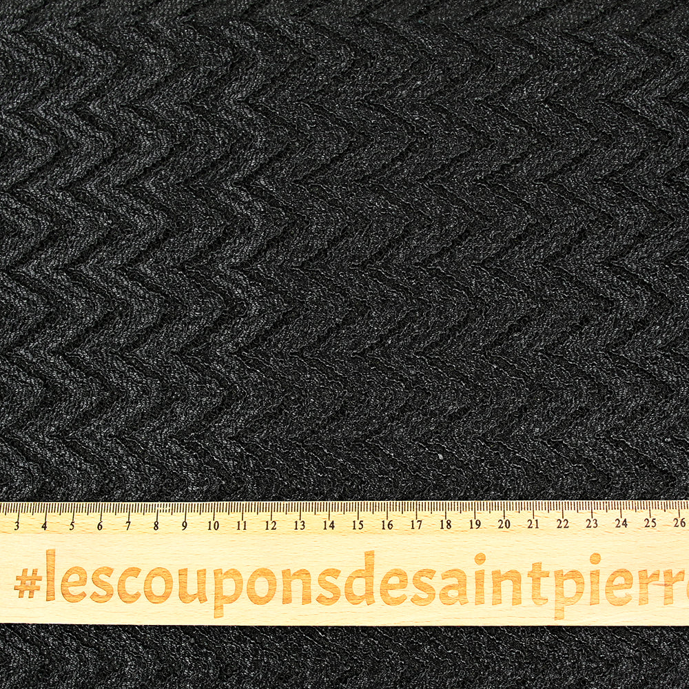 Dentelle polyester chevron noir fond noir - Image 3
