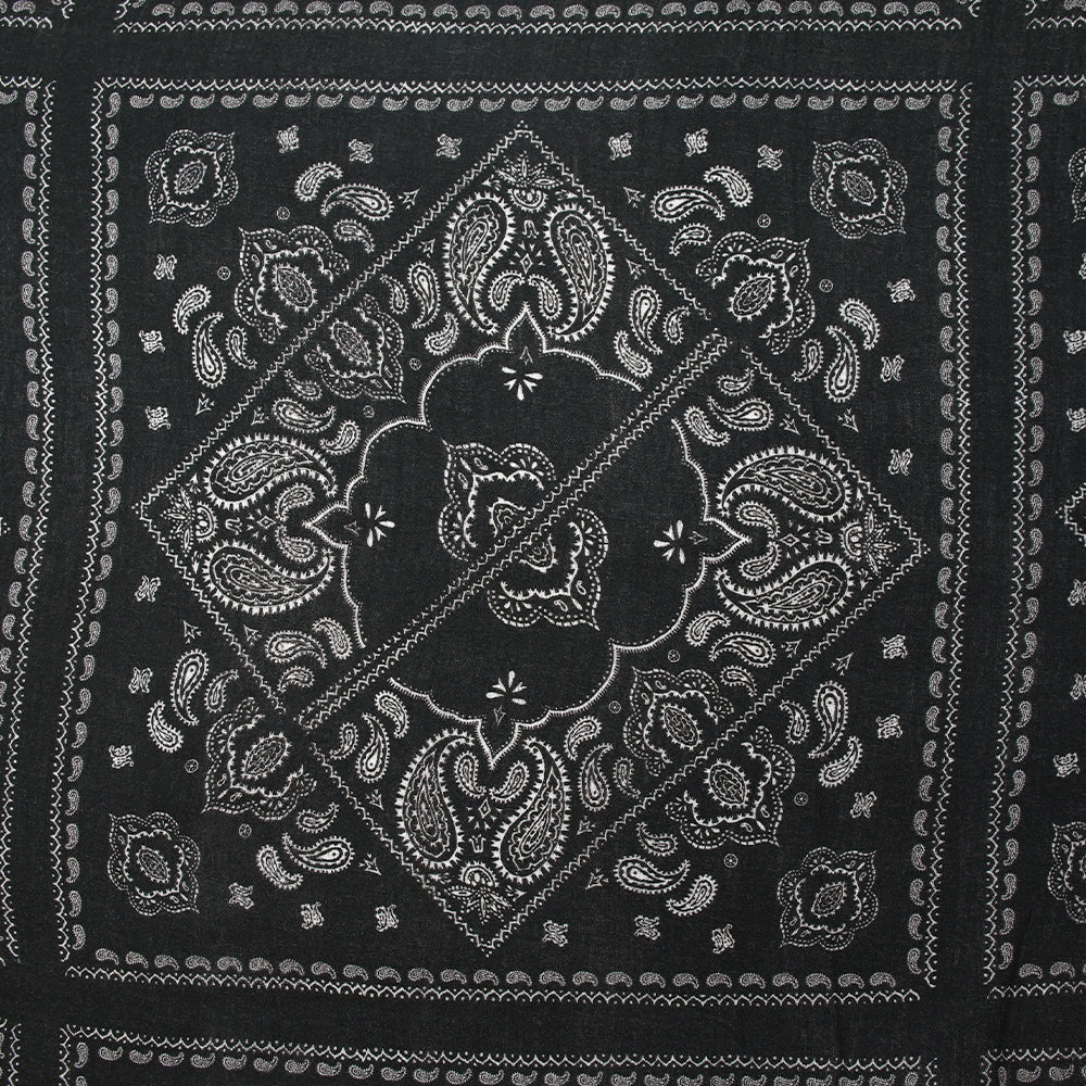 Double gaze fine imprimée bandana cachemire fond anthracite