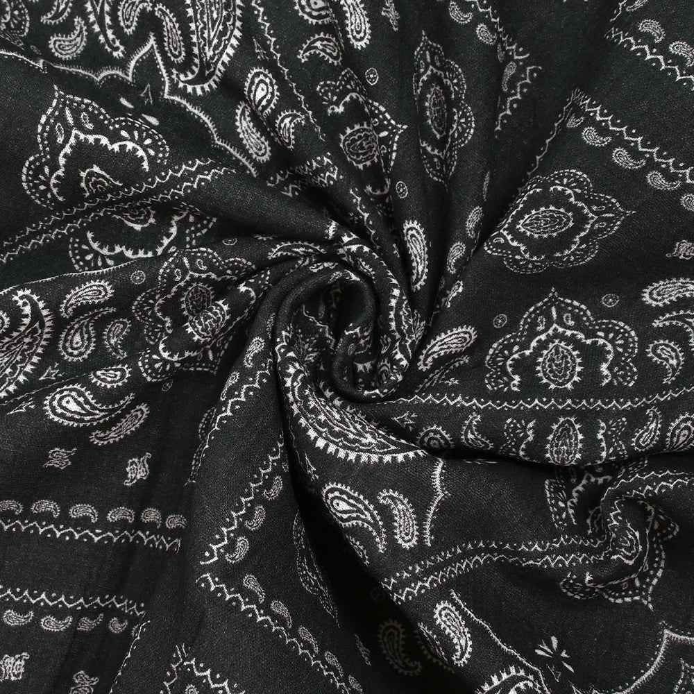 Double gaze fine imprimée bandana cachemire fond anthracite - Image 2