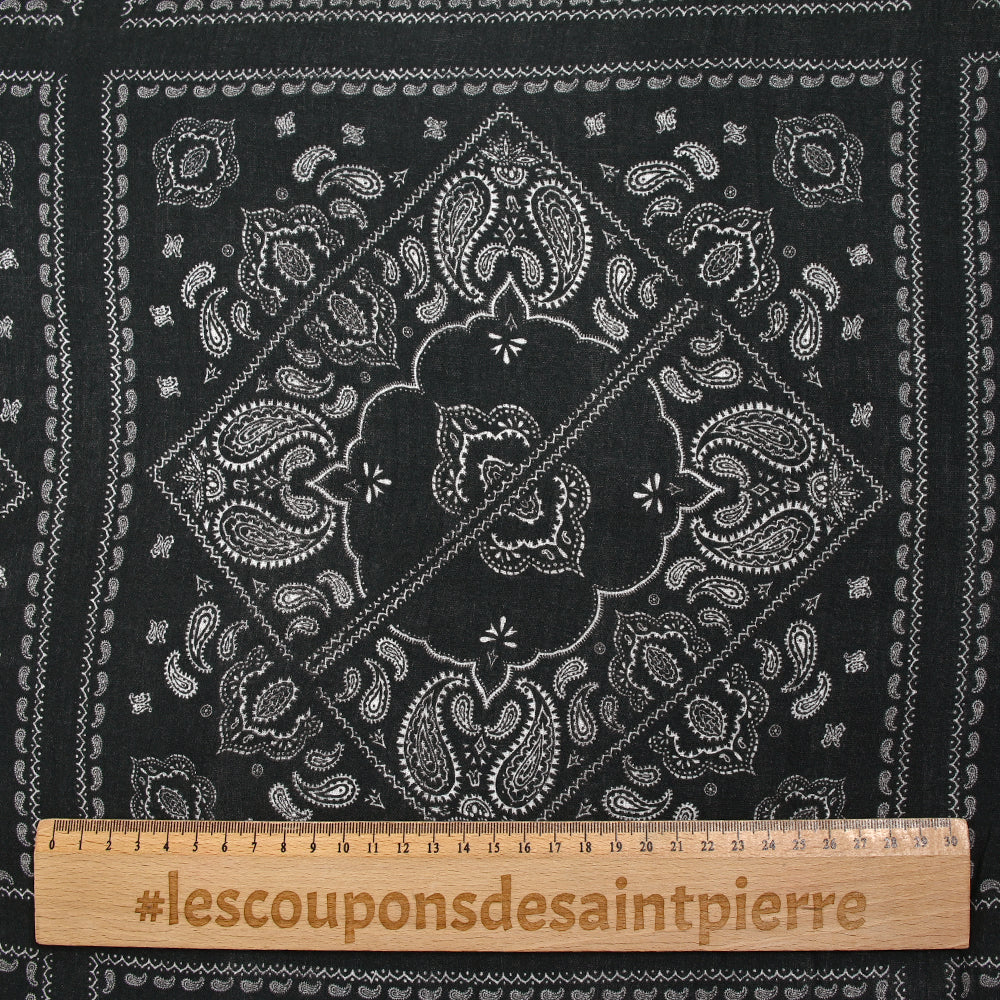 Double gaze fine imprimée bandana cachemire fond anthracite - Image 3