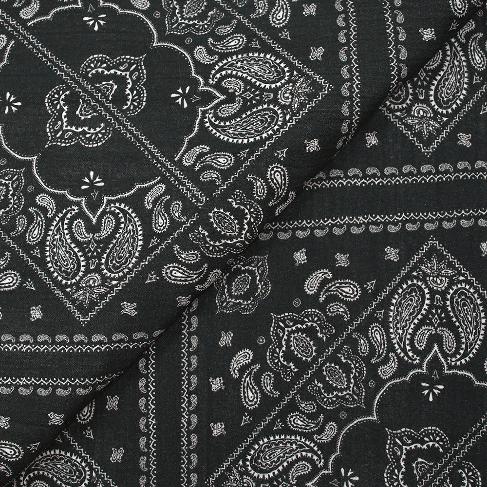 Double gaze fine imprimée bandana cachemire fond anthracite - Image 4