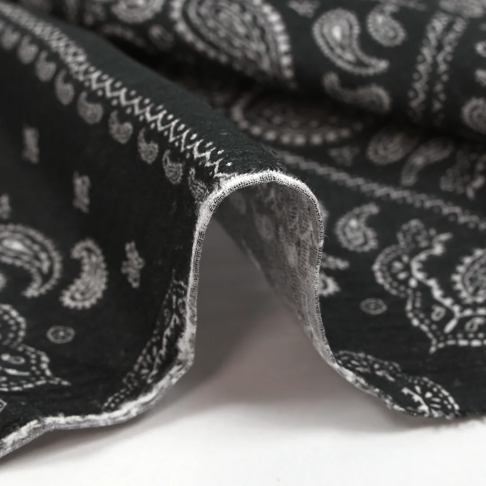 Double gaze fine imprimée bandana cachemire fond anthracite - Image 6
