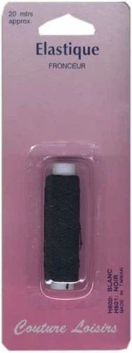 Elastique fronceur noir - long 20 m
