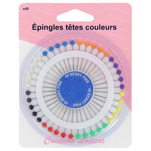 Epingles têtes couleurs X40 -34 mm x 0.62 mm