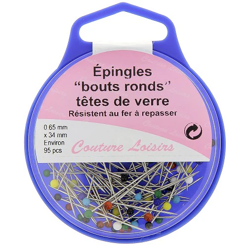 Epingles têtes de verre ±95 pcs 10g. - 34x0,65mm