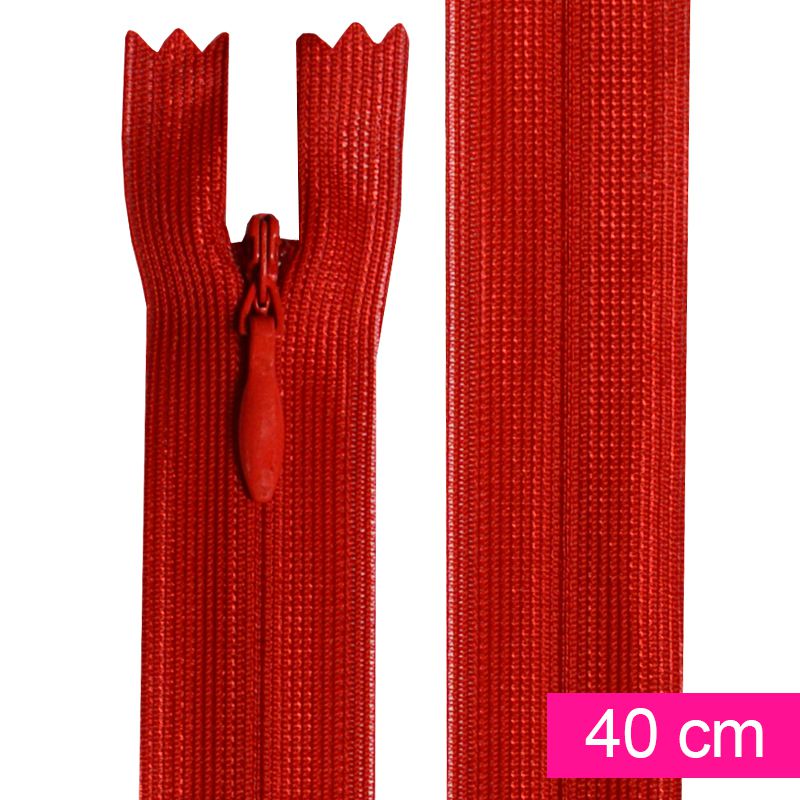 Fermeture invisible de 40 cm rouge