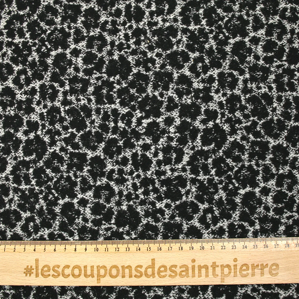 Jacquard de laine mélangée animal sauvage noir et blanc - Image 3
