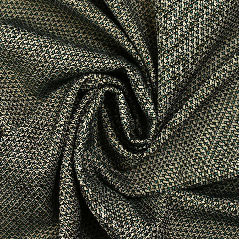 Jacquard de polyviscose Lisa noir, vert et beige - Image 2