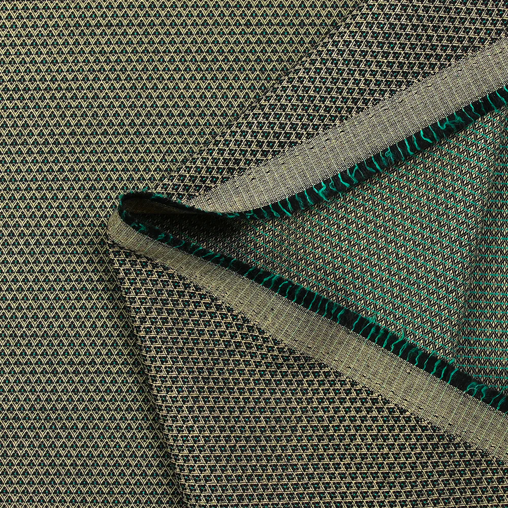 Jacquard de polyviscose Lisa noir, vert et beige - Image 5