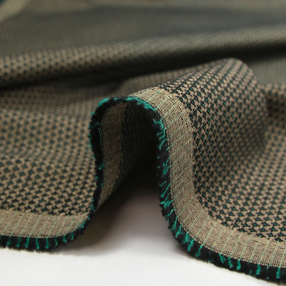Jacquard de polyviscose Lisa noir, vert et beige - Image 6