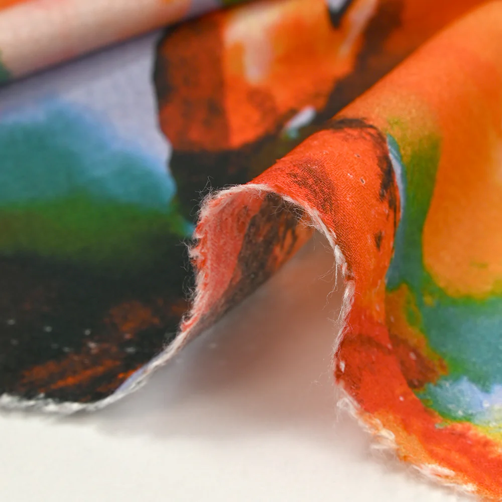 Jacquard de viscose satiné imprimé grandes fleurs fond ciel - Image 6