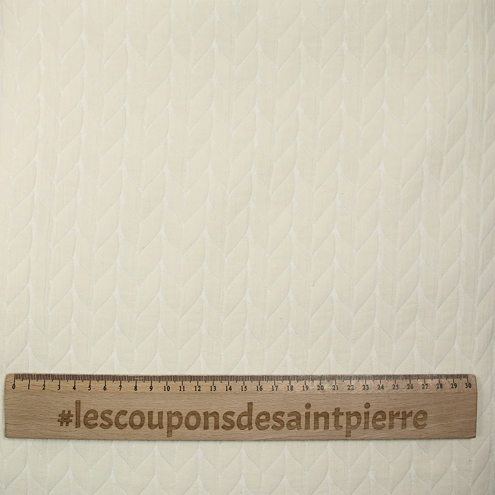 Jacquard polyester fantaisie blanc cassé - Image 3