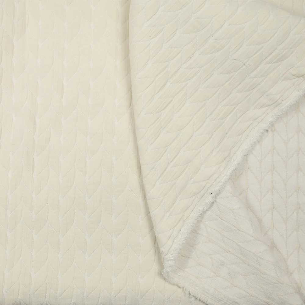 Jacquard polyester fantaisie blanc cassé - Image 5