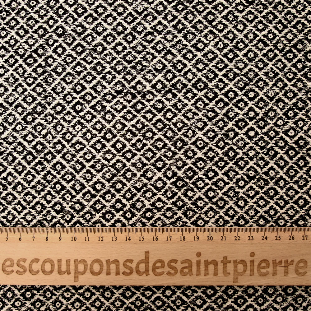 Jacquard polyester fantaisie noir fond blanc - Image 3