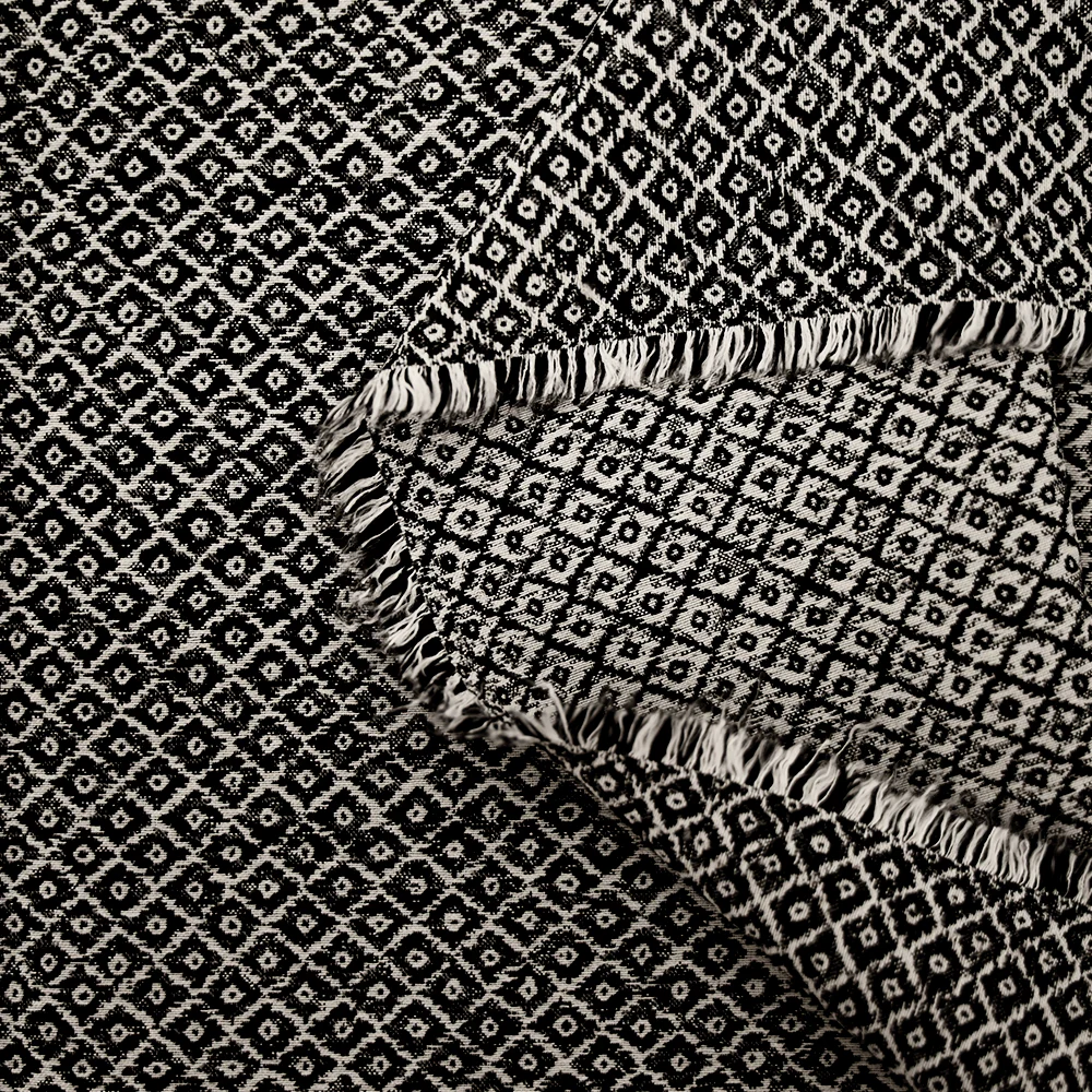 Jacquard polyester fantaisie noir fond blanc - Image 4