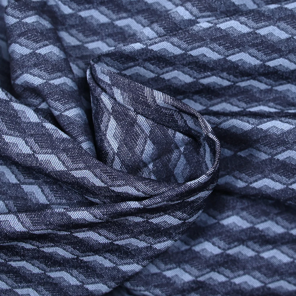 Jacquard polyviscose diagonale fond marine - Image 2