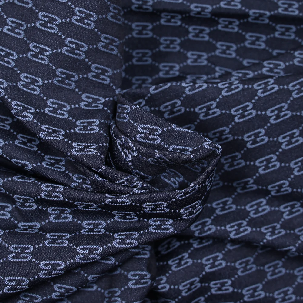 Jacquard polyviscose médaillon fond marine - Image 2