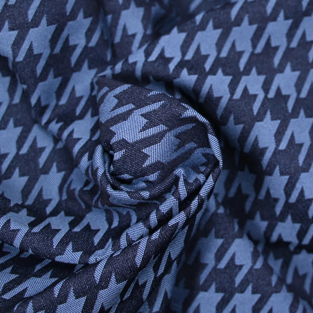 Jacquard polyviscose pied de coq fond marine - Image 2