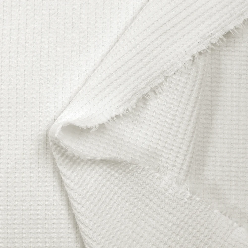 Jersey 100% coton nid d'abeille blanc - Image 5