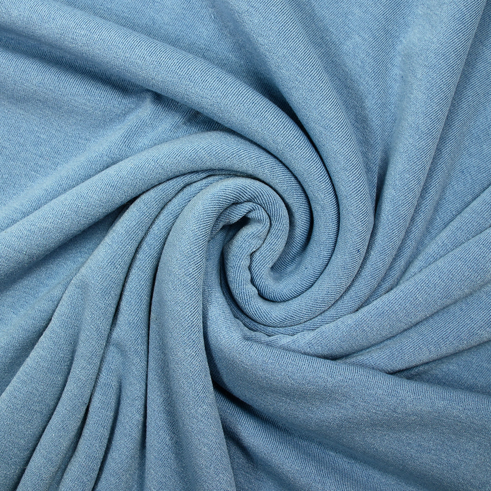 Jersey de polyester côtelé et gratté bleu ciel - Image 2