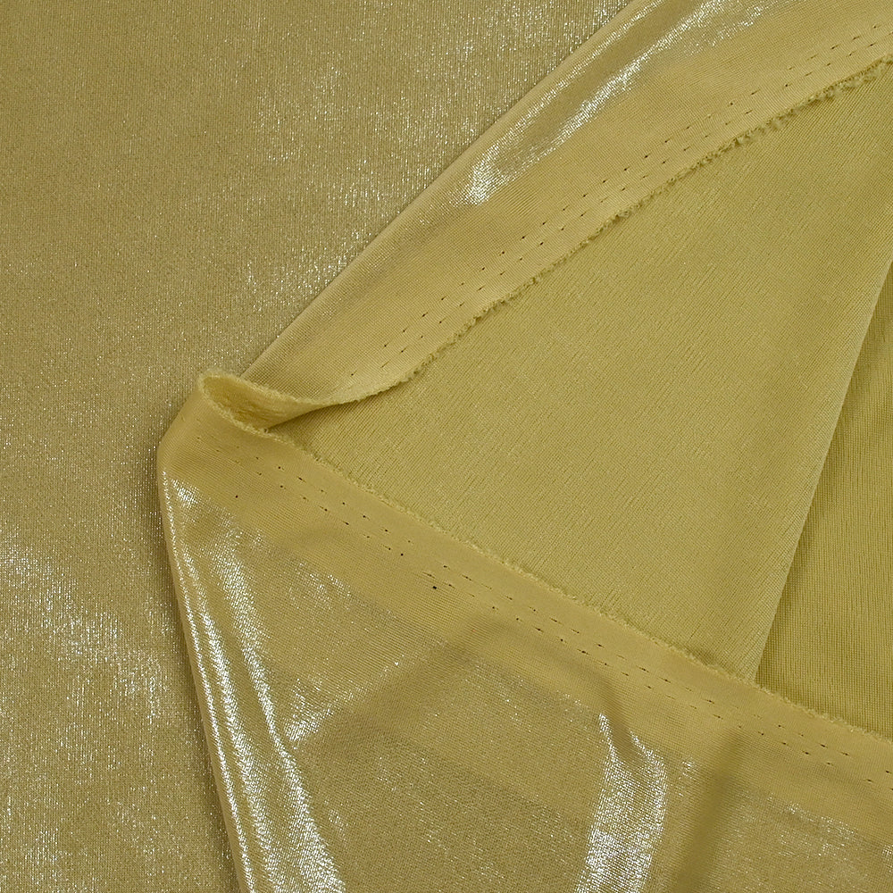Jersey de polyester lamé argent fond curry vert - Image 3