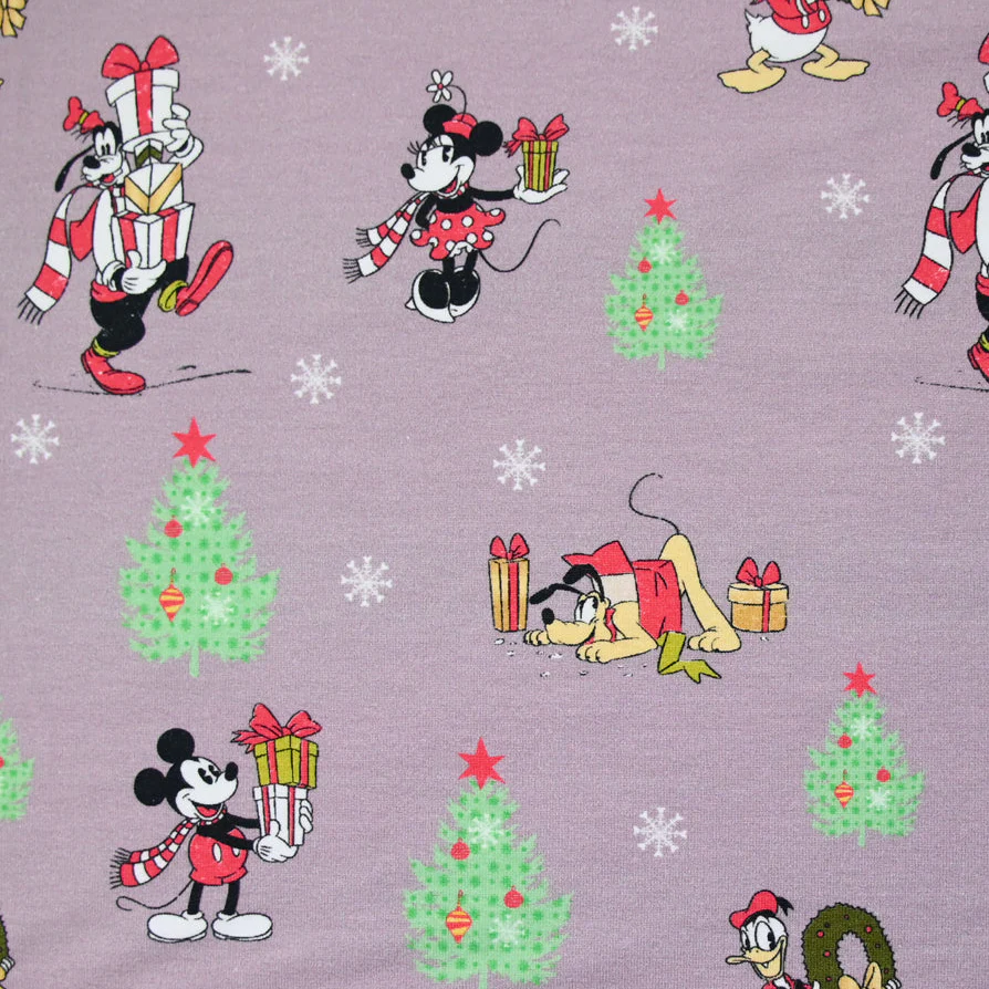 Jersey French terry Mickey fête Noël au mètre
