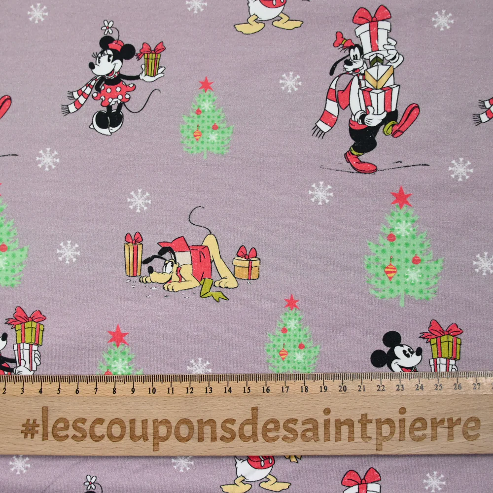 Jersey French terry Mickey fête Noël au mètre - Image 3
