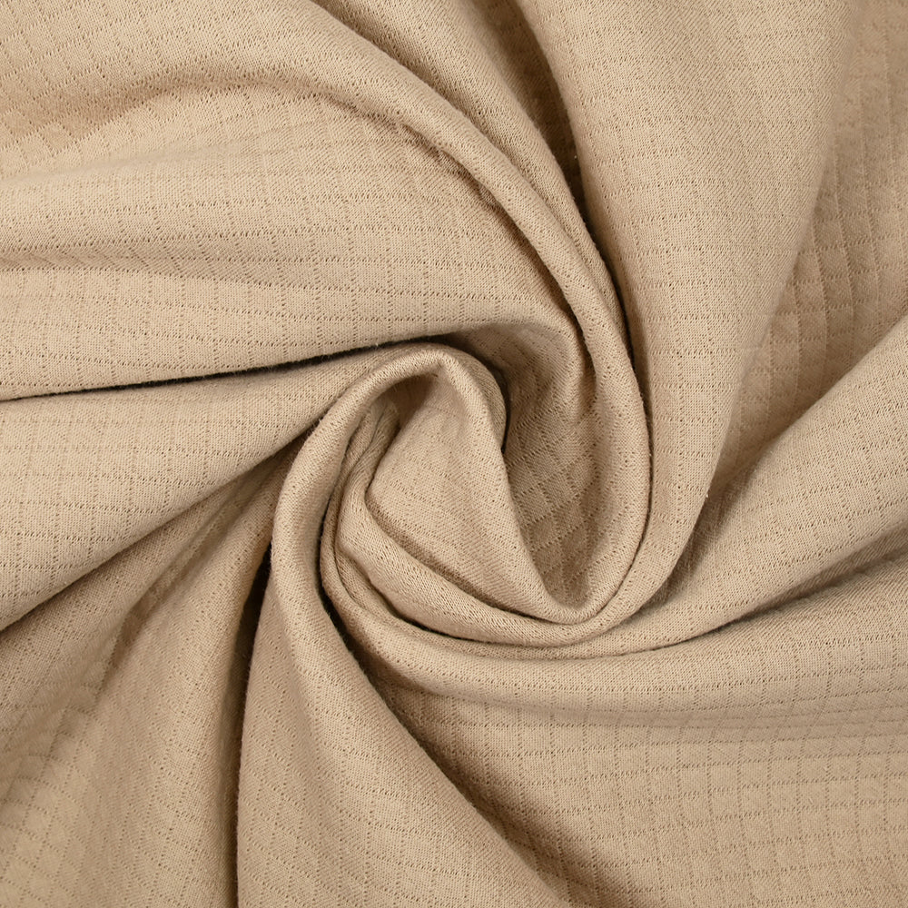 Jersey matelassé 100% coton petits losanges beige - Image 2