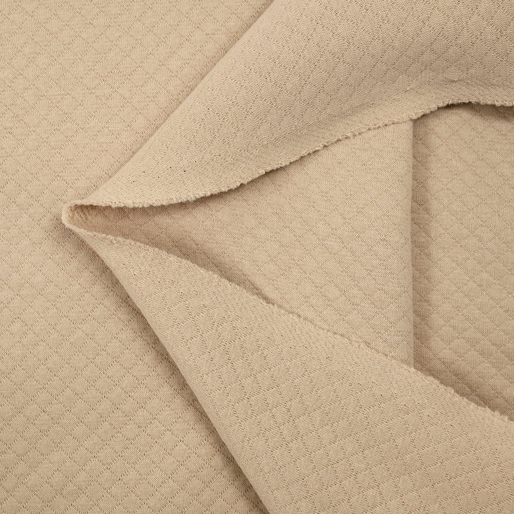 Jersey matelassé 100% coton petits losanges beige - Image 3