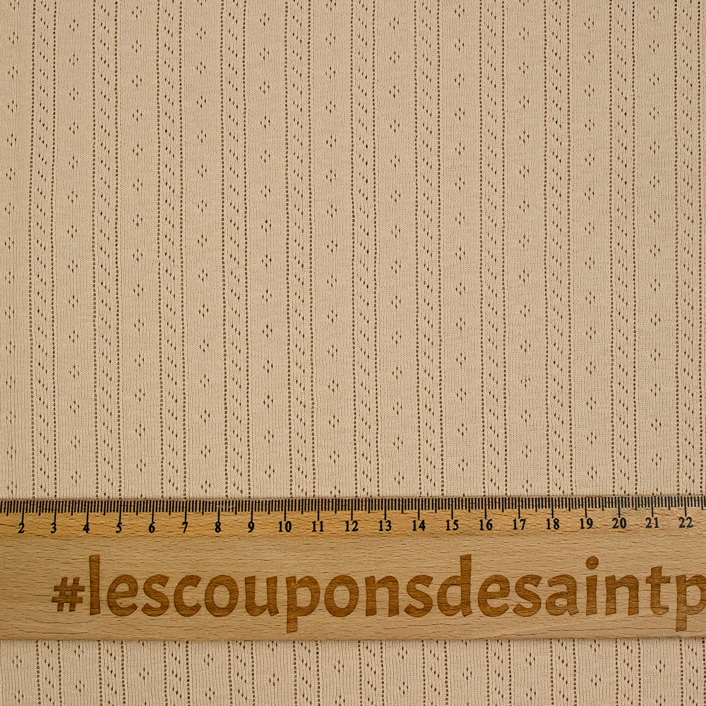 Jersey pointelle 100% coton beige - Image 3