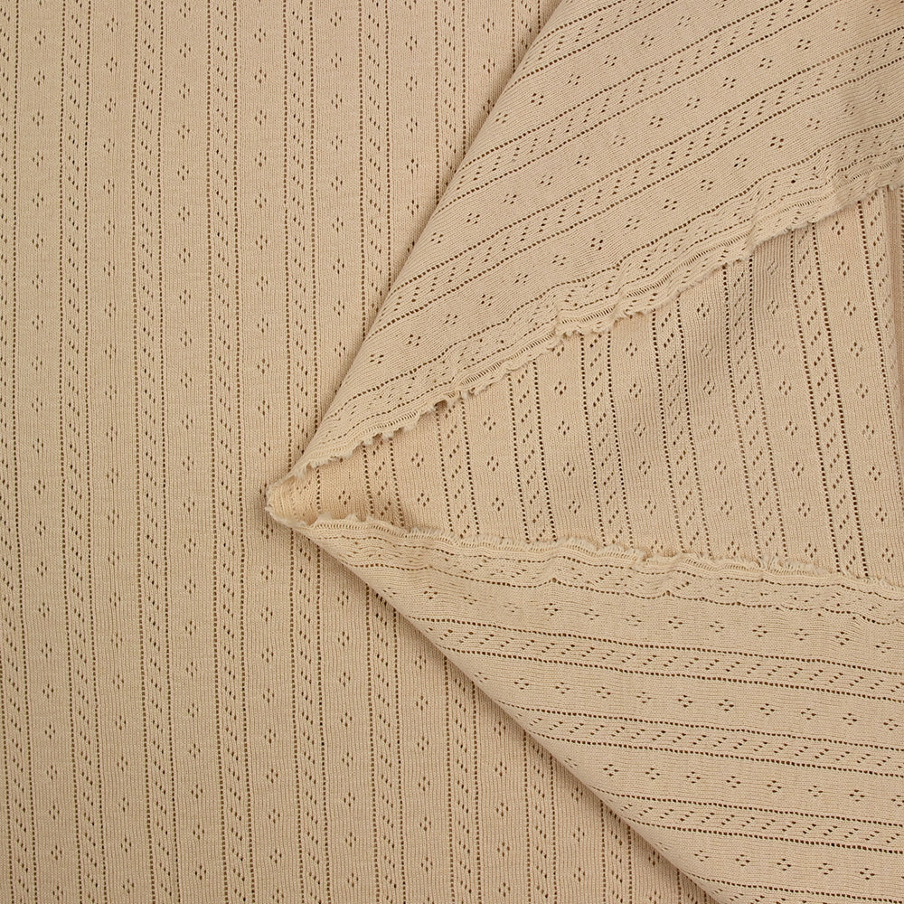 Jersey pointelle 100% coton beige - Image 4