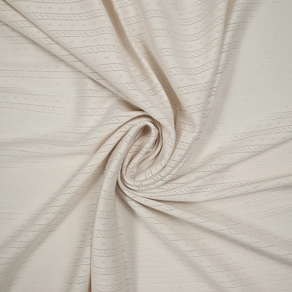 Jersey pointelle 100% coton blanc cassé - Image 2