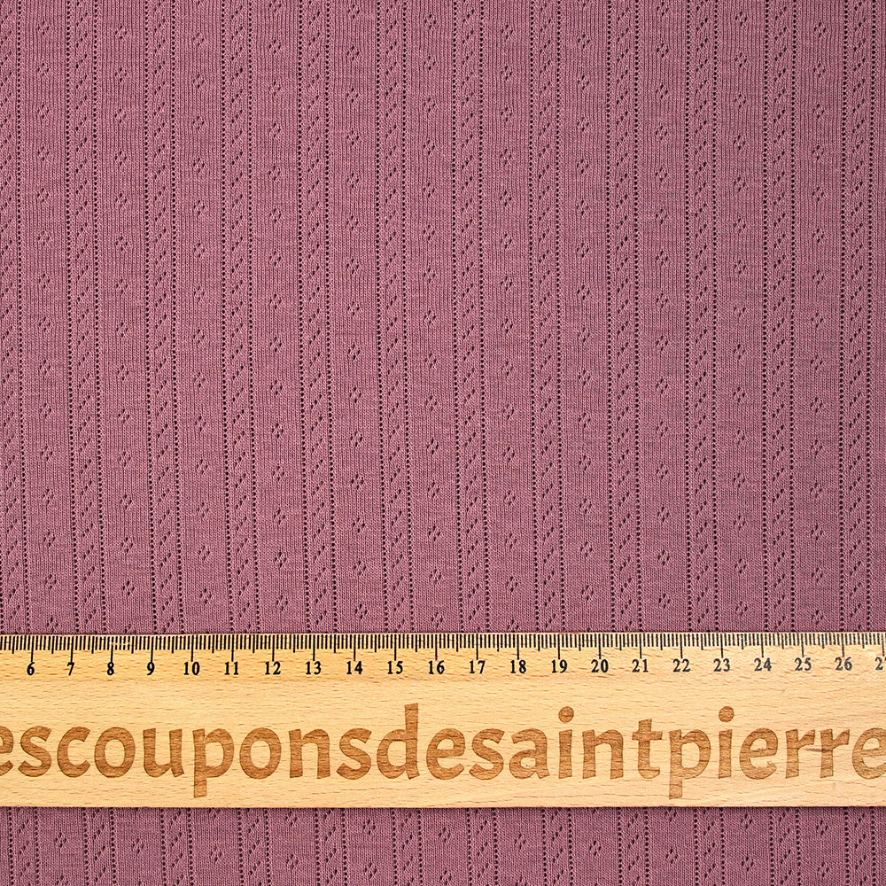 Jersey pointelle 100% coton prune - Image 3