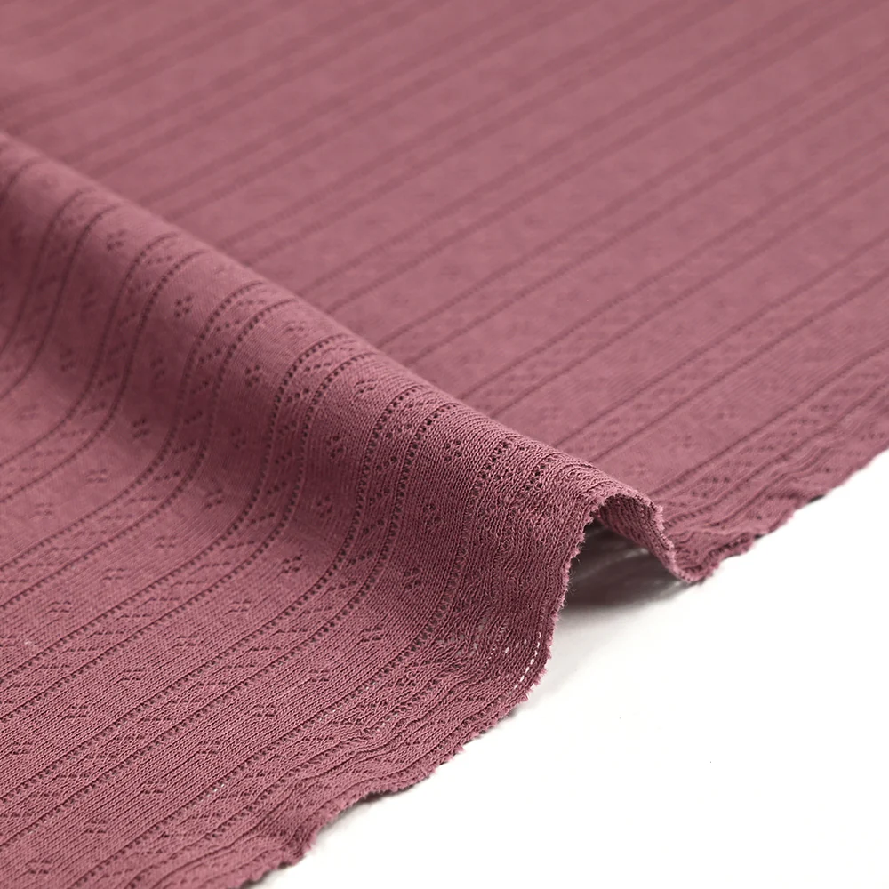 Jersey pointelle 100% coton prune - Image 5