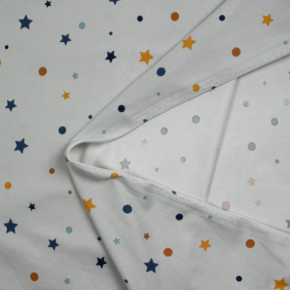 Jersey tout doux imprimé pois et étoiles fond gris - Image 5