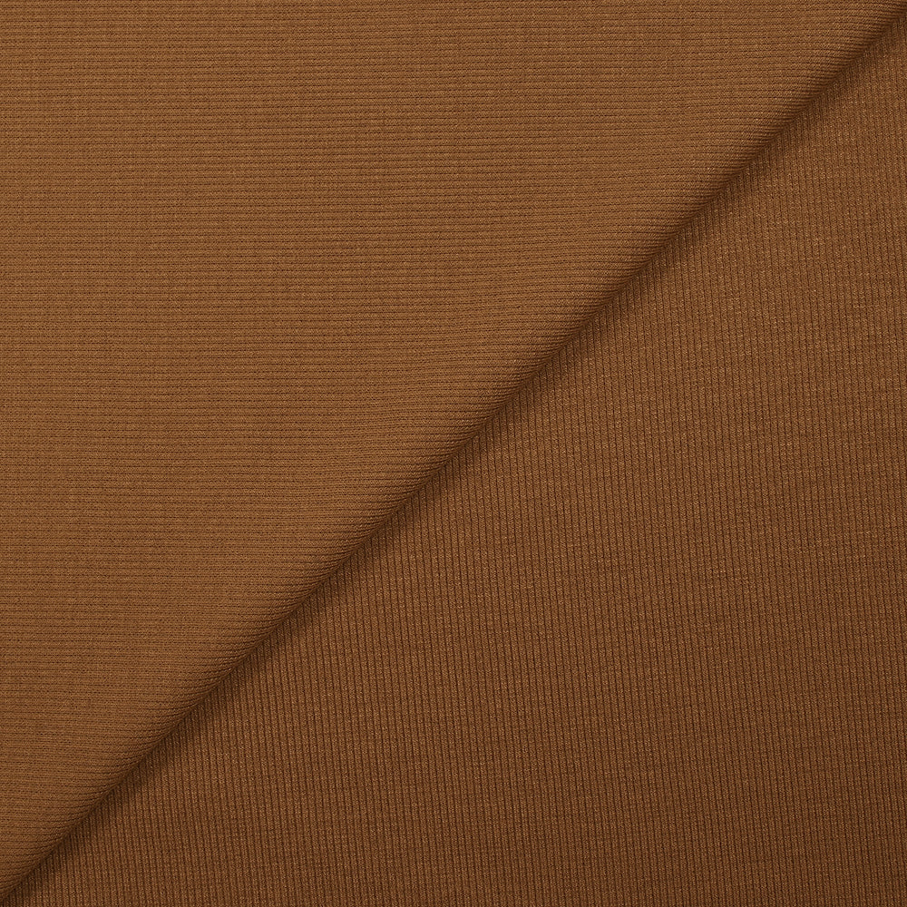 Jersey viscose côtelé marron noisette