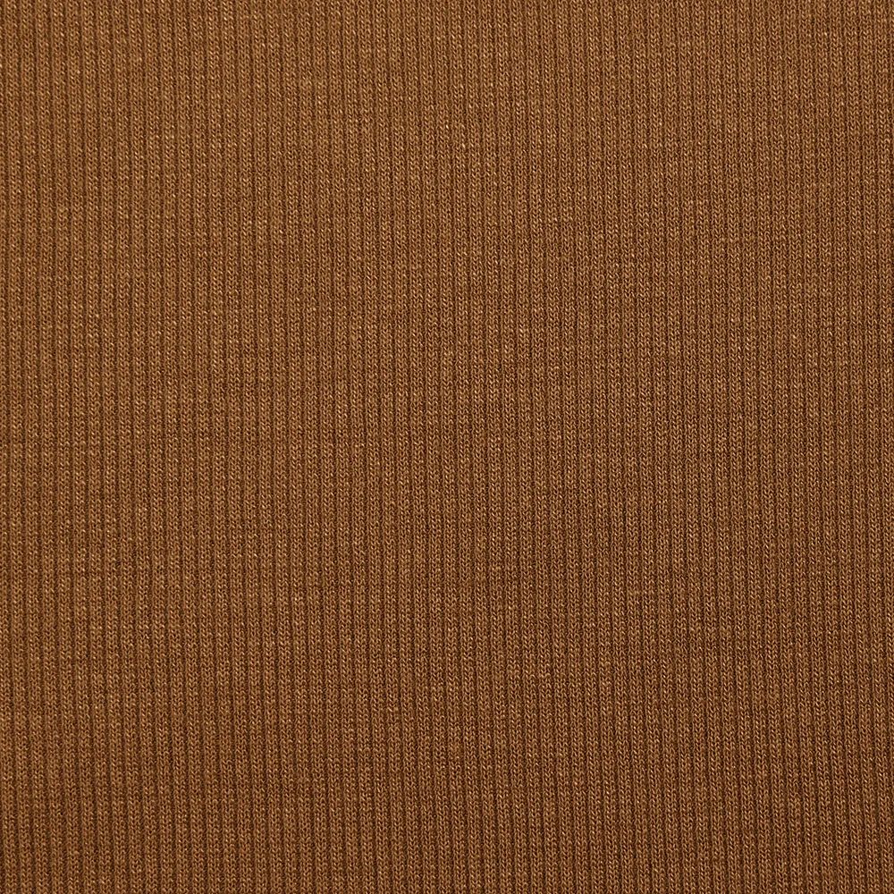 Jersey viscose côtelé marron noisette - Image 4