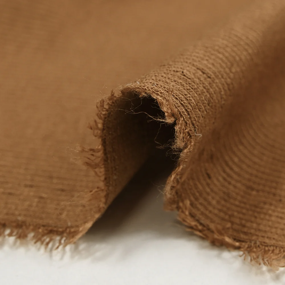 Jersey viscose côtelé marron noisette - Image 6