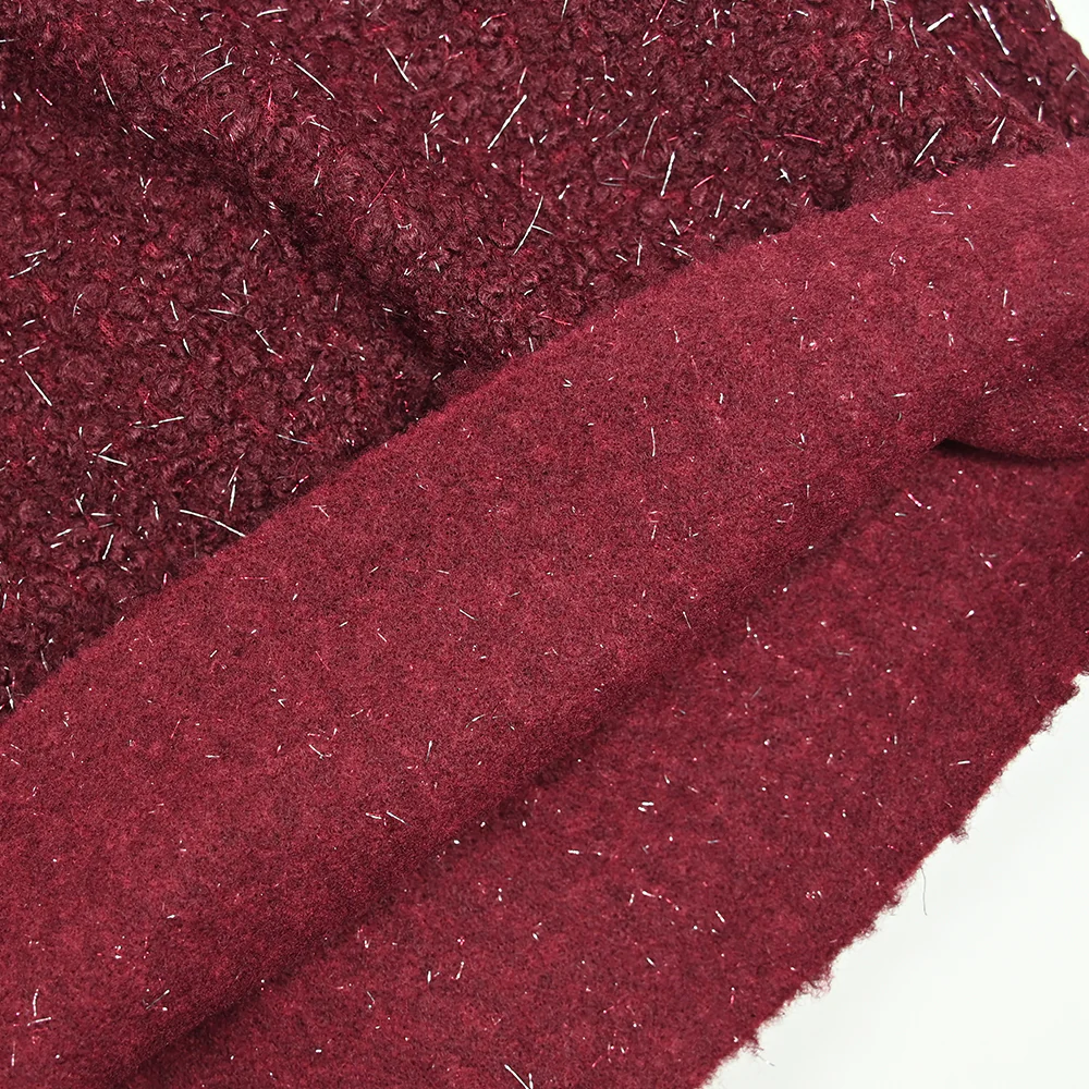 Lainage bouclette lurex bordeaux - Image 4