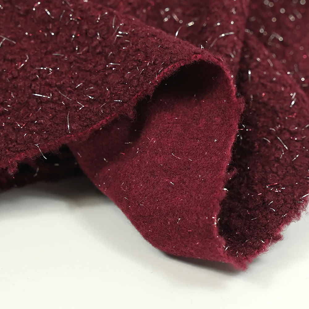 Lainage bouclette lurex bordeaux - Image 5